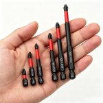 6-Piece Magnetic Screwdriver Bit Set, S2 Steel Phillips & Impact Bits for Electric and Manual Drivers, Non-Slip Grip