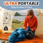 MEREZA Sleeping Bags XL for Adults Mens Large Wide Sleeping Bag for Camping & Backpacking Big and Tall Sleeping Bags for Women 4 Season Warm & Cool Weather with Compression Sack 20-32°F Blue - Image 6