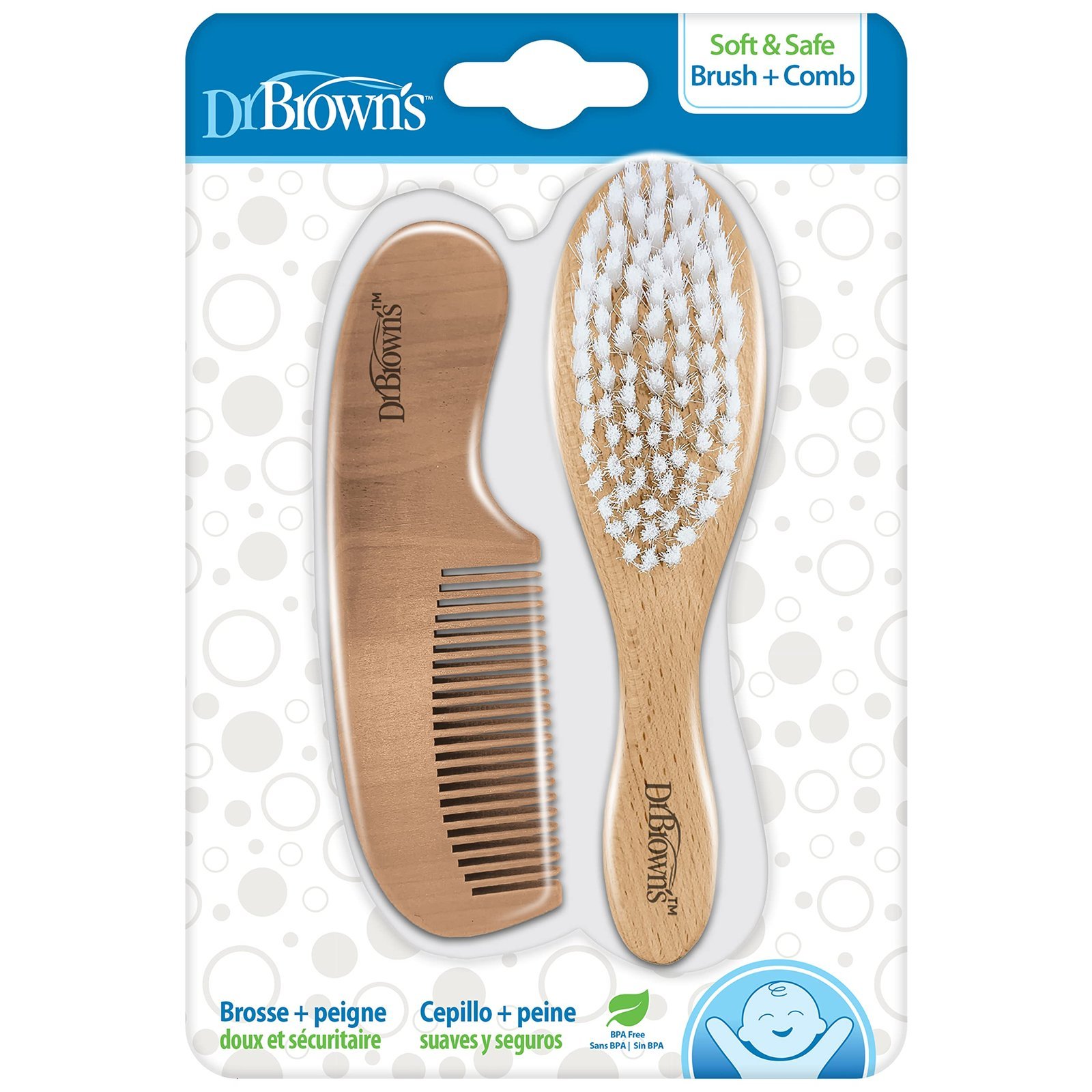 81er1zo87IL.jpg Dr. Brown's Soft and Safe Baby Brush + Comb - Image 1