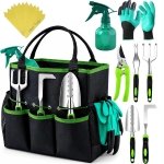 Heavy Duty Gardening Tools - Gardening Gifts for Women, Men, Mom, Dad - Durable, Ergonomic Garden Tools Set (Green)