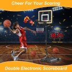 Kids Indoor Basketball Hoop with Scoreboard & Timer,Toddler Adjustable Height 3ft-5.8ft Basketball Hoop with Stand Goal Toy for Outdoor Backyard,Sports Game Play for Boys Age 3 4 5 6 7 8 - Image 3