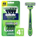 Gillette Sensor3 Sensitive Men's Disposable Razor, 4 Razors