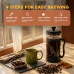Utopia Kitchen Borosilicate Glass French Press Coffee Maker 34 Oz, Black - Image 5