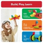 PicassoTiles 120 Piece Hedgehog Bristle Blocks STEM Building Toy Ages 3+ - Image 2