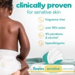 Pampers Sensitive Baby Wipes, Unscented, Fragrance Free, Clinically Proven, Water Based, Hypoallergenic, Multi-Use, Hand Wipes, 1008 Wipes Total (18X Flip-Top Packs) - Image 4
