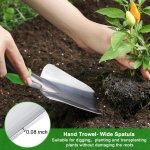 Garden Tools Set, 3 Pack Garden Shovel, Transplant Trowel, Hand Rake Green - Image 4